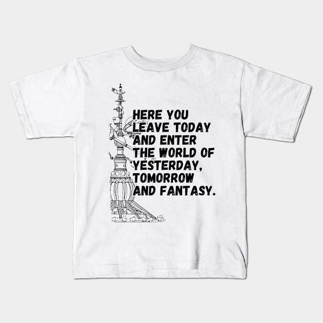 Tomorrowland Astro Orbiter Famous Quote Orlando Florida Kids T-Shirt by Joaddo